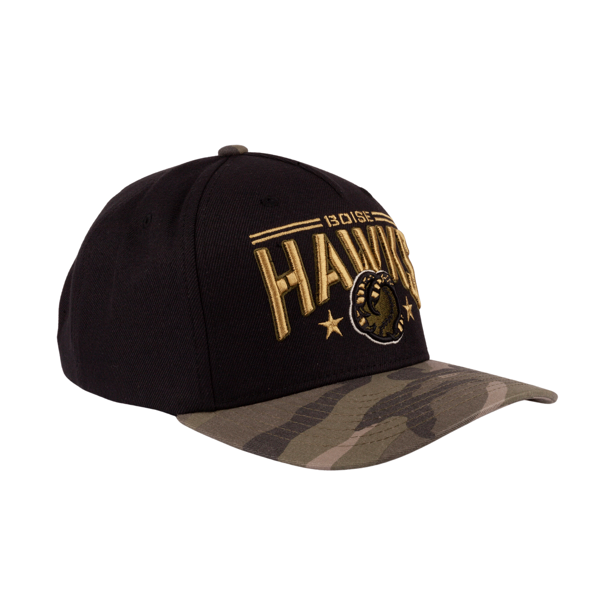 BOISE HAWKS MILITARY CAMO HAT, BLACK/CAMO – Boise Hawks
