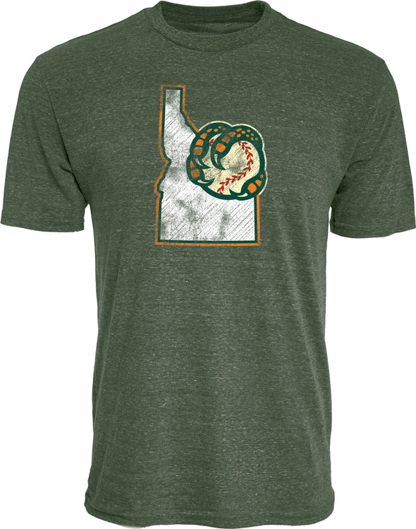 BOISE HAWKS FORE STATE LOGO TEE, FOREST GREEN