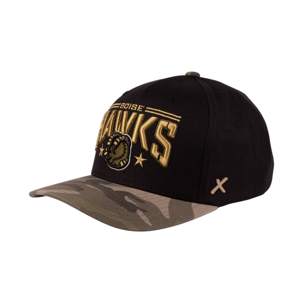 BOISE HAWKS MILITARY CAMO HAT, BLACK/CAMO