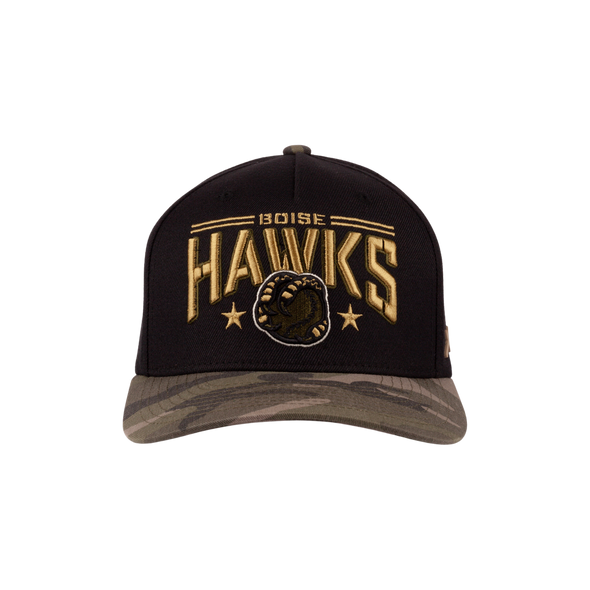 BOISE HAWKS MILITARY CAMO HAT, BLACK/CAMO