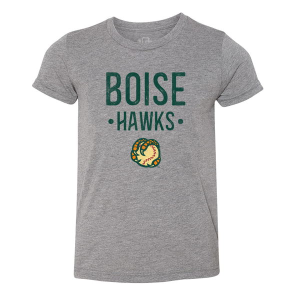 BOISE HAWKS YOUTH MIGHTY TEE, HEATHER GREY